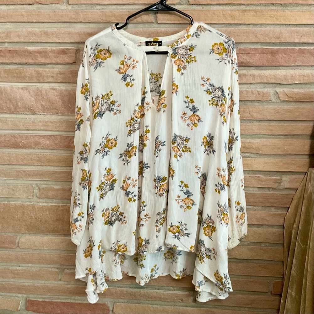 Audrey 3+1 Boho Floral Flowy Oversized Blouse Small